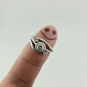 Sterling Silver CZ Ring Size 7 Swirl Design Clear Cubic Zirconia Statement Ring